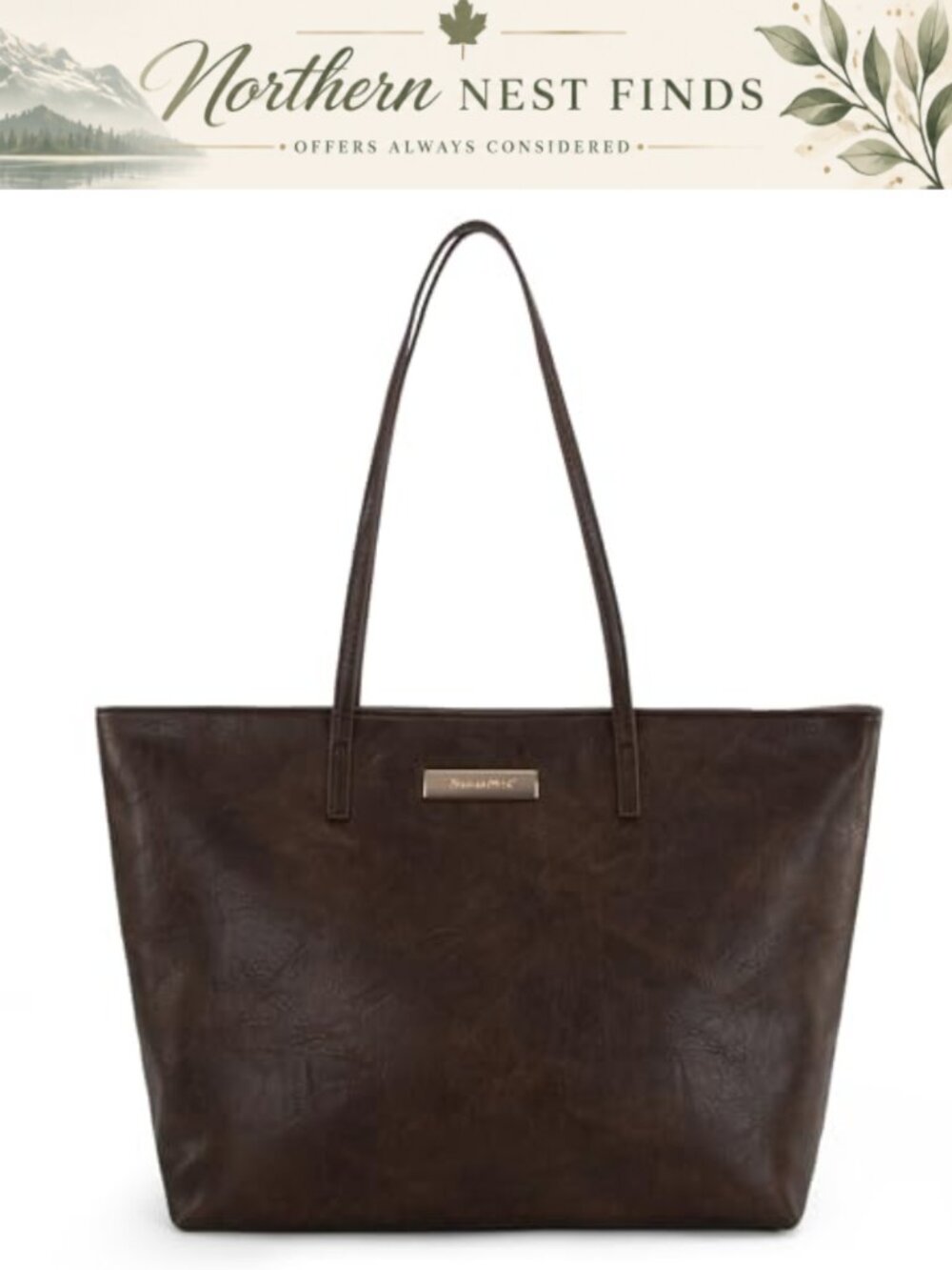 PU Leather Tote Bag for Women Medium Shoulder Handbag with Zipper